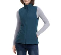 33,000ft Damen Fleece Weste Jacke Standkragen Ultraleicht Outdoor Westen Tops mit Taschen Reißverschluss Gilets Damenweste Dunkles Cyan 52