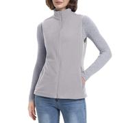 33,000ft Damen Fleece Weste Jacke Standkragen Ultraleicht Outdoor Westen Tops mit Taschen Reißverschluss Gilets Damenweste Stein Grau 34