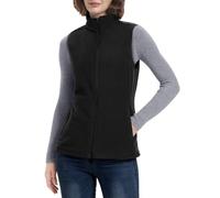 33,000ft Damen Fleece Weste Jacke Standkragen Ultraleicht Outdoor Westen Tops mit Taschen Reißverschluss Gilets Damenweste Schwarz 52