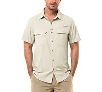 33,000ft Hemd Herren Kurzarm UPF50+ UV Schutz Outdoorhemd Schnelltrocknend Freizeithemd Funktionshemd Wanderhemd für Angeln Safari Reisen Golf Hell Khaki L