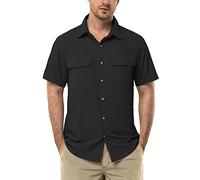 33,000ft Hemd Herren Kurzarm UPF50+ UV Schutz Outdoorhemd Schnelltrocknend Freizeithemd Funktionshemd Wanderhemd für Angeln Safari Reisen Golf Schwarz XL
