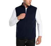 33,000ft Herren Fleece Weste Jacke Standkragen Ultraleicht Outdoor Ärmellose Fleecejacke Gilets Tops Fleeceweste Herren mit Taschen Reißverschluss (Dunkelblau,M)