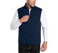 33,000ft Herren Fleece Weste Jacke Standkragen Ultraleicht Outdoor Ärmellose Fleecejacke Gilets Tops Fleeceweste Herren mit Taschen Reißverschluss (Nachtblau,M)