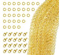 33 Fuß Gold Überzogene Gliederkette Halskette mit 30 Jump Rings und 20 Karabiner für Schmuck DIY Herstellung (1,5 mm)