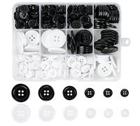 336 Stück Knöpfe, Schwarz und Weiße Knöpfe Rund Nähen Harzknöpfe, 4 Löcher Basis Harzknöpfe zum Stricken Knöpfes Groß Basteln Knöpfes für Nadeln Stricken Handwerk (10/11,5/12,5/18/20/23 mm)
