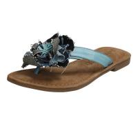 Zehentrenner LAZAMANI "Lazamani Zehensteg Leder", Damen, Gr. 38, blau (denim), Leder, Schuhe Zehentrenner (55083745-38) denim