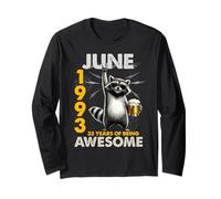 33rd Birthday Raccoon Beer June 1993 Vintage 33 Years Old Langarmshirt