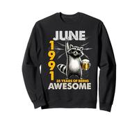 35th Birthday Raccoon Beer June 1991 Vintage 35 Years Old Sweatshirt