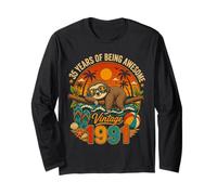 35th Birthday Retro Sloth Tropical Vintage 1991 35 Years Old Langarmshirt