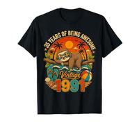 35th Birthday Retro Sloth Tropical Vintage 1991 35 Years Old T-Shirt