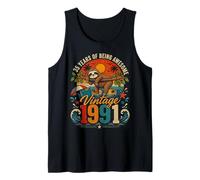 35th Birthday Retro Sloth Tropical Vintage 1991 35 Years Old Tank Top