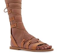36 Beige Emmanuela Kalbshohe Ledersandalen im antiken griechischen Stil, handgefertigte flache Gladiator sandalen mit offenen Zehen, hochwertige Riemchen Sommerschuhe für Frauen