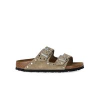 Birkenstock Arizona Rivet Border Pantolette taupe grau SCHMAL 1029390 - Größe 36