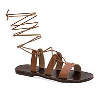 36 Hellbraun Emmanuela Kalbshohe Sandalen aus Leder im antiken griechischen Stil, handgefertigte Gladiator Bindesandalen, hochwertige Riemchensommerschuhe Schnürsandalen mit offenen Zehen