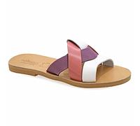 36 Mehrfarbig 2 Emmanuela Sandalen im antiken griechischen Stil, handgefertigte flache Riemchensandalen aus Leder mit offene zehen, hochwertige Sommerschuhe für Damen in Roségold Silber Türkis weiß