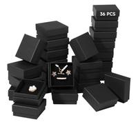 36 schwarze Kraft-Schmuckschatullen, quadratischer Karton mit Schaumstoffeinsatz und Schlitzen, Hochzeitsring, Halskette und Ohrring-Geschenkboxen für besondere Anlässe