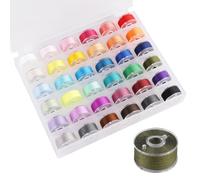 36 Stück Spulen Nähmaschine, 36 Farben Kunststoff Nähmaschine Spulen Set mit Nähgarn, Transparente Nähmaschinen Spulenbox mit Vielseitige Unterfadenspulen für Die Meisten Nähmaschinen und Stickereien