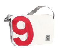 360° Barkasse Mini Segeltuchtasche, Recycling Laptoptasche bis 13'' Zoll, Umhängetasche Zahl rot Crossover, Weiß, Zahl Rot, 35 x 25 x 12