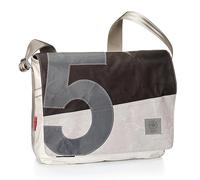 360° Barkasse Segeltuchtasche, Recycling Laptoptasche bis 15'' Zoll, Umhängetasche weiß schwarz grau mit Zahl, Messengerbag