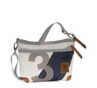 360 Grad Deern Lütt Umhänge-Tasche Segeltuch weiß-blau, Zahl hellgrau