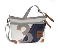 360° Grad Deern Lütt Umhänge-Tasche Segeltuch weiß-blau, Zahl hellgrau