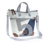 360 Grad Deern Mini Damen Handtasche Segeltuch weiß-blau, Zahl hellgrau