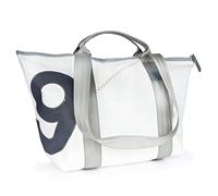 360 Grad Grad Reisetasche, Weekender, Sporttasche, Schlepper mini aus Segeltuch, weiss, mit RV, Zahl grau, Gurt beige, XL