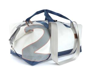 360 Grad Kutter große Segeltuch-Tasche weiß-blau, Zahl hellgrau