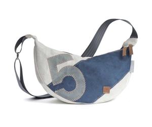 360 Grad Roop Moonbag Crossover Segeltuch Tasche weiß-blau, Gurt grau