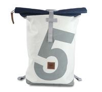 360 Grad Tide Rucksack Segeltuch weiß-blau, Zahl hellgrau