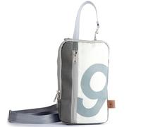 360° Grad Umhängetasche, Schultertasche, Crossbag, Hip bag aus Segeltuch, unisex, weiss-grau, Zahl hellgrau, Gurt grau