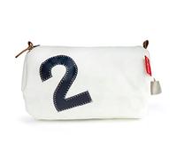 360° Kulturbeutel Tonne aus Segeltuch, Unisex Kulturtasche, Waschtasche Kosmetikbeutel, weiß Zahl grau