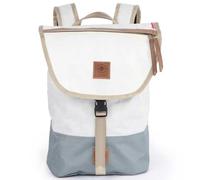 360° Landgang Mini Rucksack weiß, Balken grau, Gurt beige