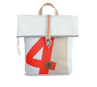 360° Rolltop Rucksack S Möwe | RESQ - Zahl orange, weiss Balken, Gurt sand