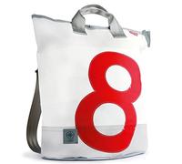 360° Rucksacktasche Segeltuchtasche Ketsch, weiß grau Zahl rot, 44 x 48 x 14 cm, 28 Liter, 2220
