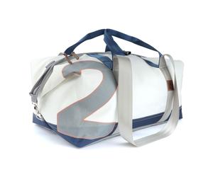 360° Taschen Kutter XL Reisetasche (weiß / blau, Zahl hellgrau, Gurt blau / grau... weiß / blau, Zahl hellgrau, Gurt blau / grau, Boden in Plane grau