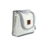 360° Taschen Matrose XL Kulturbeutel weiß / Persenning grau, Stencil Aufschrift, Gurt grau