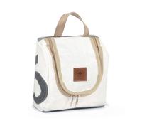 360° Taschen Matrose XL Kulturbeutel (weiß, Zahl grau, Gurt beige) weiß, Zahl grau, Gurt beige