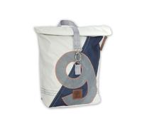 360° Taschen Möwe Rucksack (weiß / blauer Streifen, Zahl hellgrau, Gurt grau) weiß / blauer Streifen, Zahl hellgrau, Gurt grau