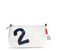 360° Kulturbeutel Tonne aus Segeltuch, Unisex Kulturtasche, Waschtasche Kosmetikbeutel, weiß Zahl grau