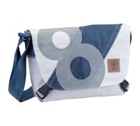 360 Grad Törn Schultertasche Segeltuch weiß-blau, Zahl hellgrau