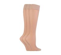 IOMI 3er Pack Damen Reisestrümpfe Extra Breite Weiche Kompressions Stützstrümpfe | DVT Flugsocken (37-40, Beige)