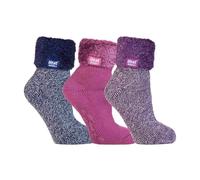 (37-40, Paket 2) Heat Holders - Heat Holders - 3er Pack Damen Flauschige Bettsocken Rutschfeste | Fleece Socken