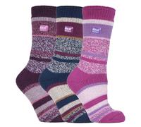 (37-42, Blockstreifen) Heat Holders - Heat Holders - 3er Pack Thermosocken Damen | Warme Isolierte Socken für Winter