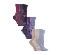 (37-42, Blumen 2) Gentle Grip - 9er Pack Damen Socken Ohne Gummi Baumwolle Mit Gemusterten Streifen
