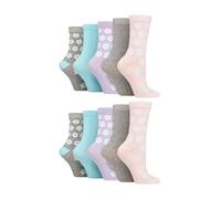(37-42, Blumen Pastell) Wildfeet - 10er Pack Damen Bambus Jacquard Socken | Wildfeet | Lustige Gemusterte Socken