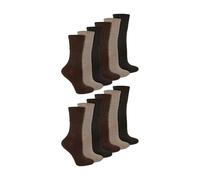 (37-42, Dunkelbraun) IOMI - 12 Paar Damen Extra Breit Diabetikersocken Ohne Gummibund und Nahtlos | IOMI