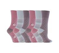 (37-42, GG01) Gentle Grip - 6er Pack Damen Baumwolle Socken Ohne Gummi Bunt | Gentle Grip-ödem Socken Muster