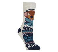 (37-42, Grau / Blau) Heat Holders - Damen Weihnachtssocken Lustig | Heat Holders | Dicke Warme Kuschelsocken Bunte