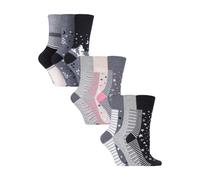 (37-42, Graue Mischung) Gentle Grip - 9er Pack Damen Socken Ohne Gummi Baumwolle Mit Gemusterten Streifen